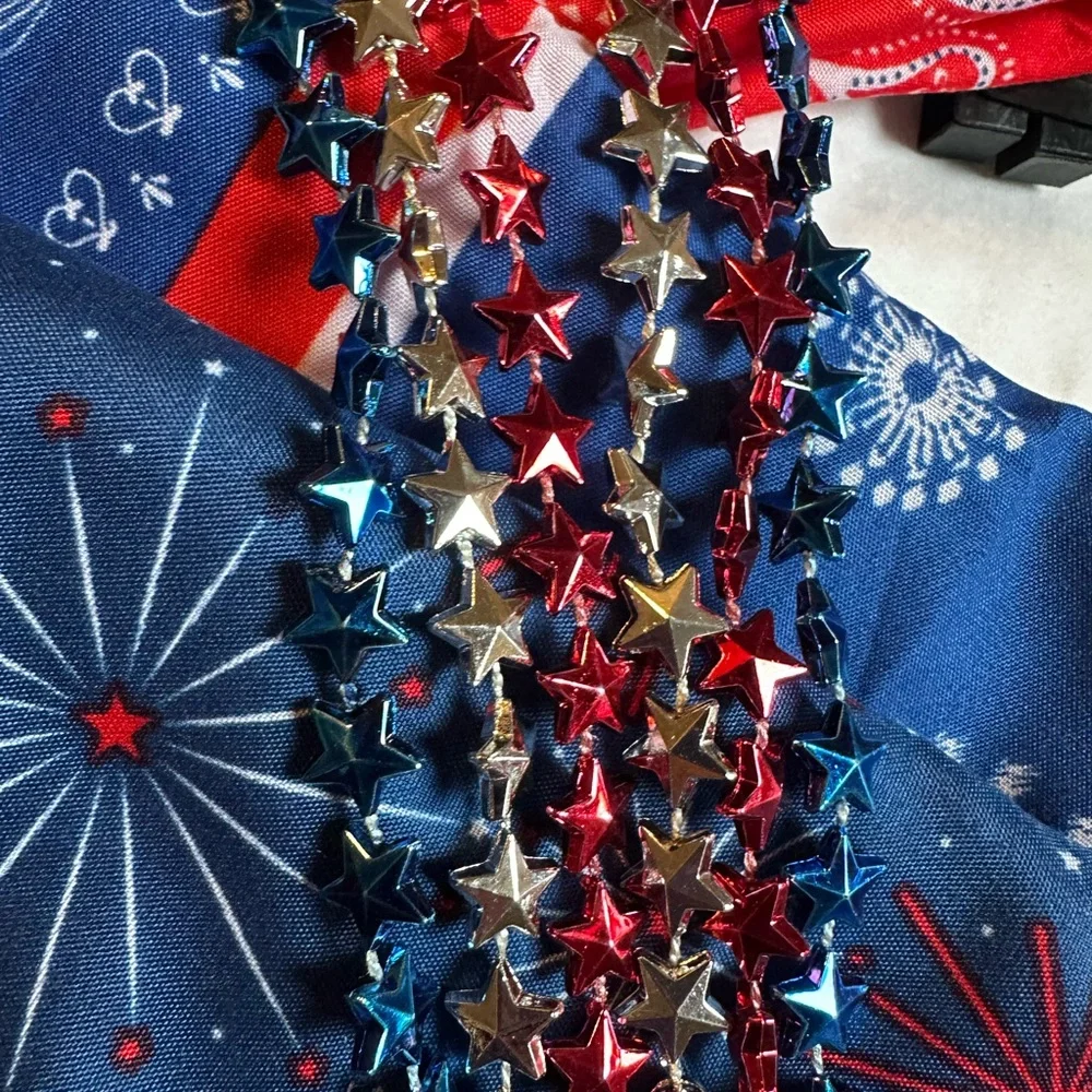 Patriotic Party Supplies Set with Fans, Necklaces, and Bandannas